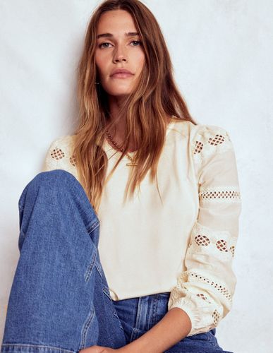 Top mélangé à dentelle Millie-Ivoire - Boden - Modalova
