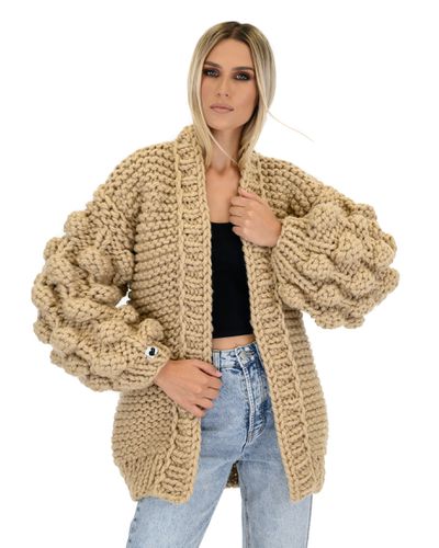 Bubble Sleeve Cardigan - Mumshandmade - Modalova