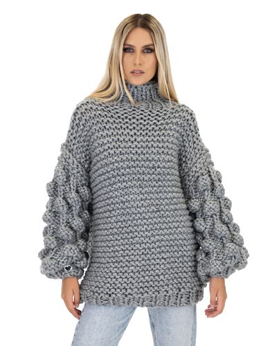 Bubble Sleeve Sweater - Mumshandmade - Modalova