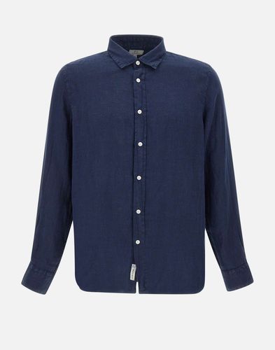 Marineblaues Leinenhemd mit langen Ärmeln - Woolrich - Modalova