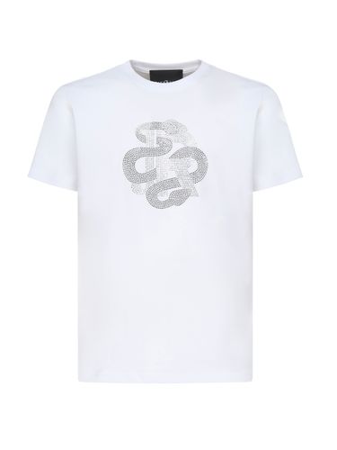 Weißes T-Shirt mit Strassstein-Logo und Rundhalsausschnitt - John Richmond - Modalova