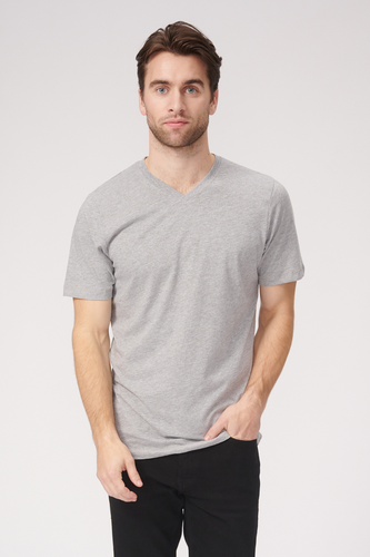 Basic Vneck T -Shirt - Oxford Gray - Mann - TeeShoppen - Modalova