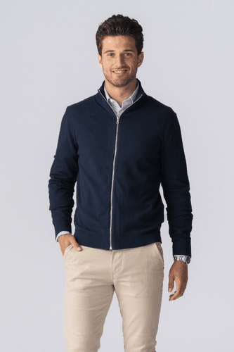 Pullover Zip Strickjagan - Marine - Mann - S - TeeShoppen - Modalova