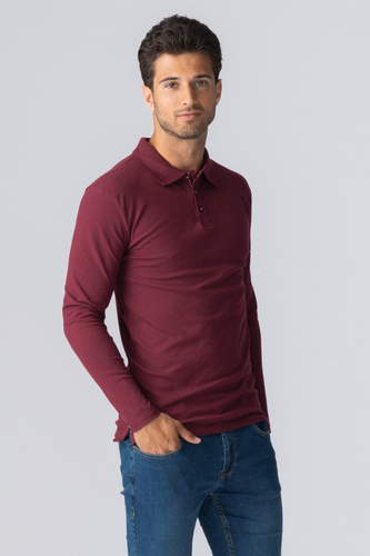 Muscle Langarm -Polo -Hemd - Burgund - Male - TeeShoppen - Modalova