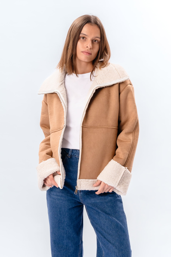 Mantel aus Shearling mit Reißverschluss - TeeShoppen - Modalova