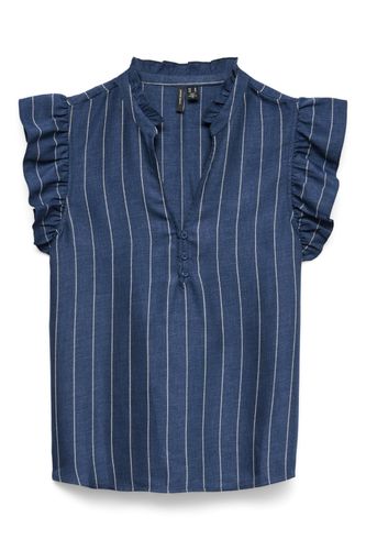 Odette Vausschnitttop – Dunkles Denim / Weiß - Size S - Damen Top - Vero Moda - Modalova