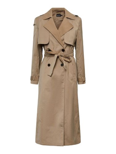 Nikkie Long Belt Trenchcoat - Silver Mink - PIECES - Modalova