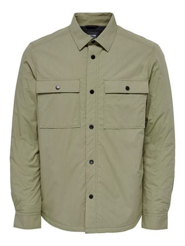 Backsteinpopliner Overshirt - Gefallener Rock - Male - Only & Sons - Modalova