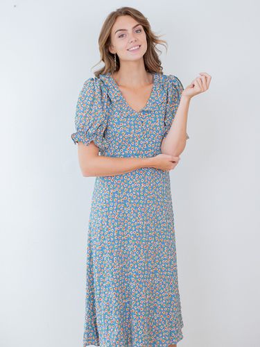 Canela -Kleid - blaues Blumen - VILA - Modalova