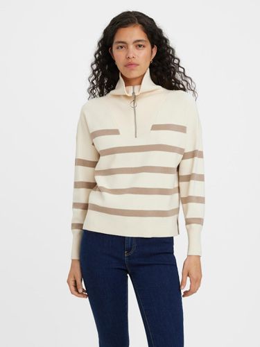 Saba -Streifen -Halbzip -Bluse - Birkenbraun - Vero Moda - Modalova