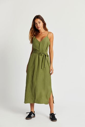 IMAN Tencel Linen Slip Dress - Khaki Green, SIZE 2 / UK 10 / EUR 38 - KOMODO - Modalova