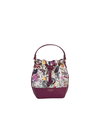 Floral Engravings Plum Bucket Bag | Women's Handbag - Fable England - Modalova