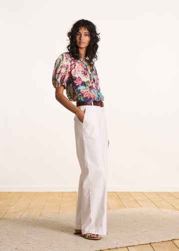 Pantalon droit et large fluide écru en lyocell - La Fée Maraboutée - Modalova