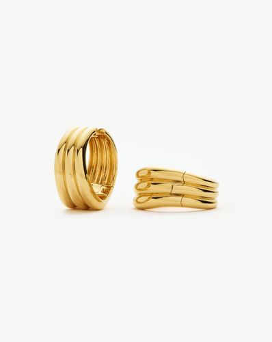 Savi Triple Ridge Medium Hoop Earrings | 18ct Gold Plated - Missoma - Modalova