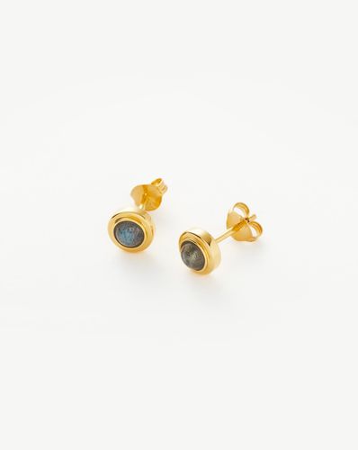 Zenyu Link Gemstone Round Stud Earrings | 18ct Gold Vermeil - Missoma - Modalova