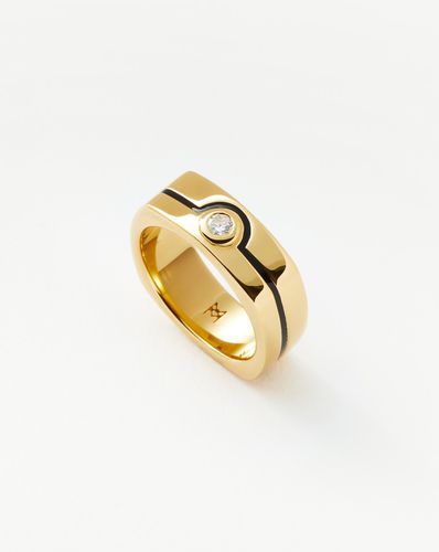 Enamel & Stone Byline Wide Band Ring | 18ct Gold Plated/Cubic Zirconia - Missoma - Modalova