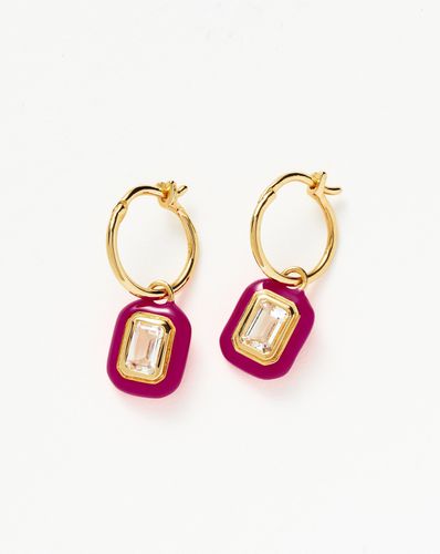 Enamel & Stone Charm Mini Hoop Earrings | 18ct Gold Vermeil/White Cubic Zirconia - Missoma - Modalova