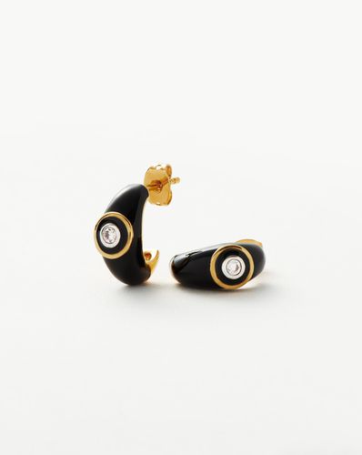 Enamel & Stone Dome Small Hoop Earrings | 18ct Gold Plated/Cubic Zirconia - Missoma - Modalova