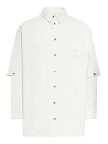S logo-appliqué cotton shirt - - Man - Off-white - Modalova