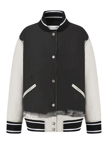 Bomber jacket in and white technical taffeta jacquard with New York motif - - Woman - Christian Dior - Modalova
