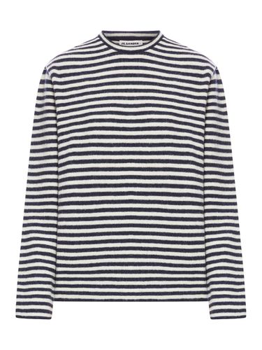 Two-toned long-sleeved wool top with + logo label on the back - Woman - Jil Sander - Modalova