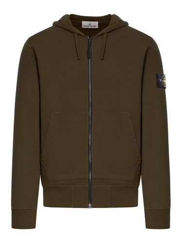 COTTON ZIP-UP SWEATSHIRT WITH COMPASS APPLICATION - Man - Stone Island - Modalova