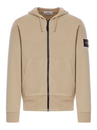 COTTON ZIP-UP SWEATSHIRT WITH COMPASS APPLICATION - Man - Stone Island - Modalova