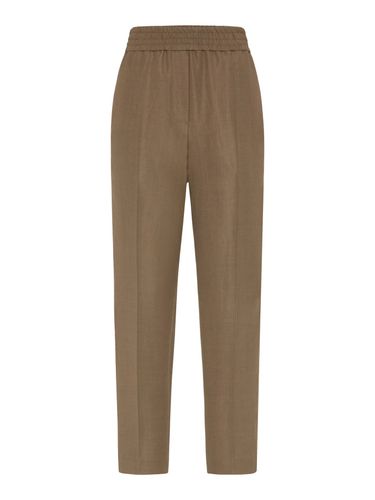 BAGGY PULL-UP TROUSERS IN VISCOSE AND LINEN - Woman - Brunello Cucinelli - Modalova