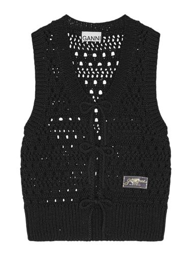 COTTON MIX TIE STRING VEST - Woman - Ganni - Modalova