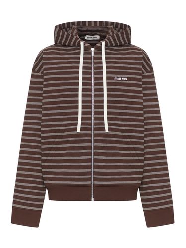 STRIPED HOODIE - Miu Miu - Unisex - Miu Miu - Modalova