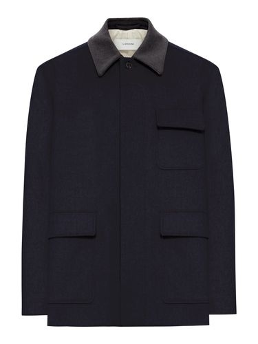 LORO PIANA CAPOLAVORO WOOL JACKET WITH CONTRASTING COLLAR - Man - Lardini - Modalova