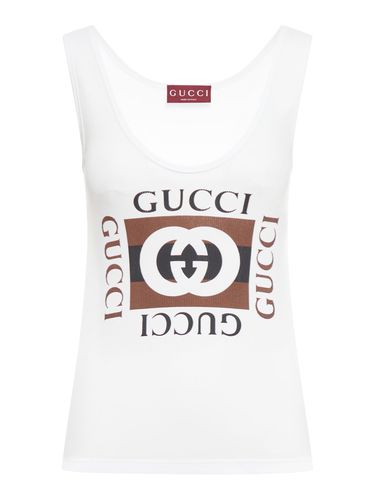 RIBBED COTTON TANK TOP WITH PRINT - Woman - Gucci - Modalova