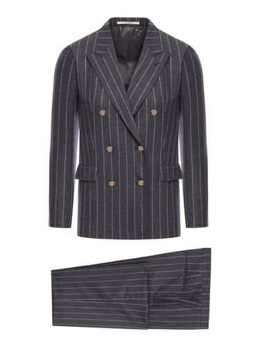 Double-breasted suit in pinstripe fabric - Woman - Tagliatore - Modalova