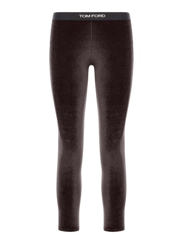 Velvet Leggings with logo band - Woman - Tom Ford - Modalova