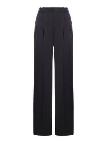 WIDE LEG TROUSERS IN GRAIN DE POUDRE - Woman - Saint Laurent - Modalova