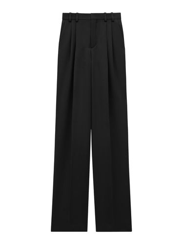 HIGH-WAISTED, STRAIGHT-LEG TROUSERS WITH DOUBLE PLEAT AND CENTRE CREASE - Woman - Saint Laurent - Modalova