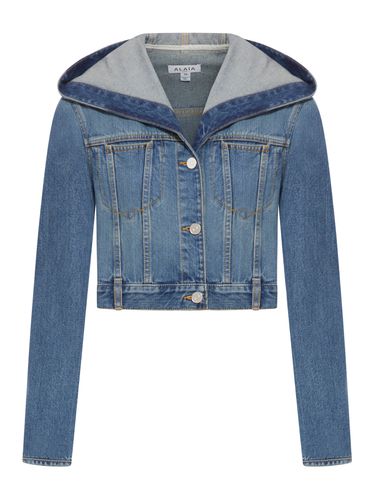 DENIM CROP HOODED JACKET - Woman - Alaia - Modalova