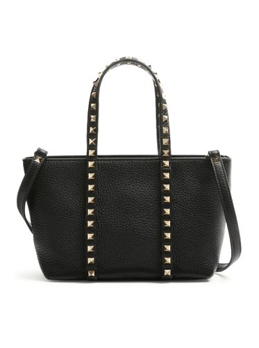 ROCKSTUD SMALL GARNET CALFSKIN SHOPPING BAG - Woman - Valentino Garavani - Modalova