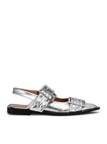 SILVER FEMININE BUCKLE BALLERINAS - Woman - Ganni - Modalova