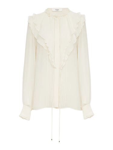 SILK GEORGETTE FRILL BLOUSE - Woman - Chloe` - Modalova