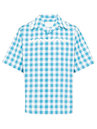 Short-sleeved shirt in Vichy cotton with trimmings - - Man - Prada - Modalova