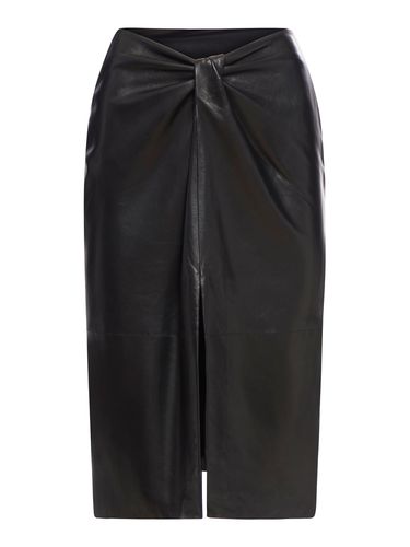 Knotted Leather Midi Skirt - - Woman - Saint Laurent - Modalova