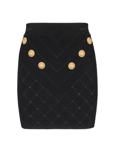 Button fine knit mini skirt - - Woman - Balmain - Modalova
