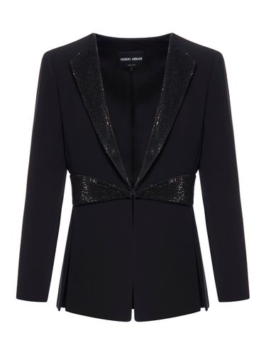 JACKET WITH TONE-ON-TONE RHINESTONE INSERTS - Woman - Giorgio Armani - Modalova