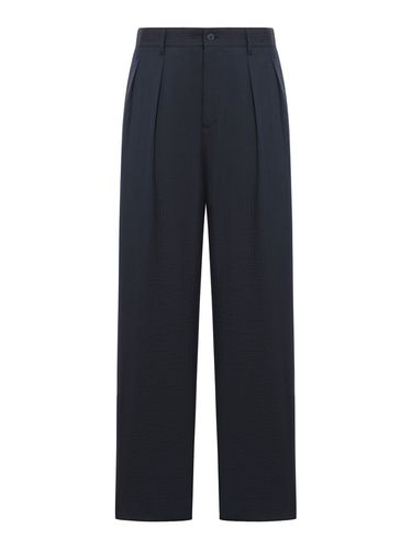 COTTON BLEND DOUBLE PLEAT TROUSERS - Man - Giorgio Armani - Modalova