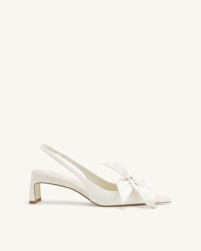 Queena Floral Appliques Slingback Pumps - Ivory White - JW PEI - Modalova