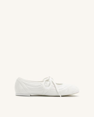 Erika Topstitching lace-up ballet Flats- White - JW PEI - Modalova