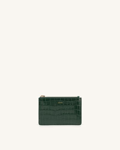 Quinn Zipped Card Holder- Dark Green Croc - JW PEI - Modalova