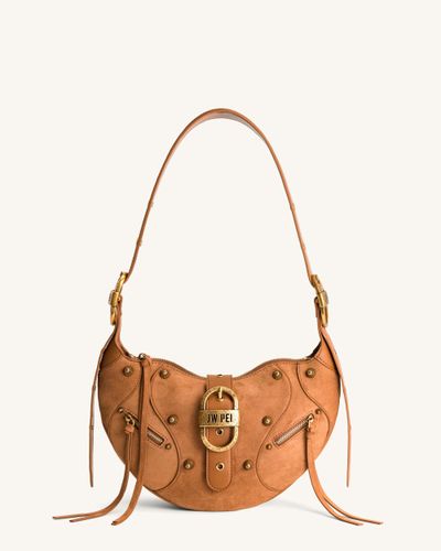 Tessa Suede Shoulder Bag - Camel - JW PEI - Modalova