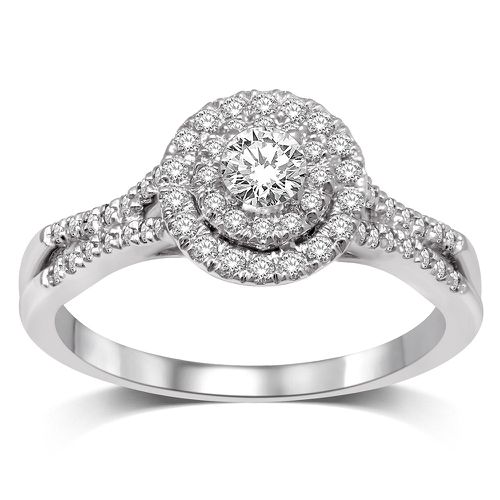 K White Gold 1/2 Ct.Tw.Diamond Halo Engagement Ring - Star Significance - Modalova
